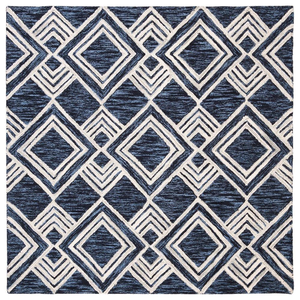 Safavieh Micro-Loop MLP154N 5" Square Navy and Ivory Area Rug, , large