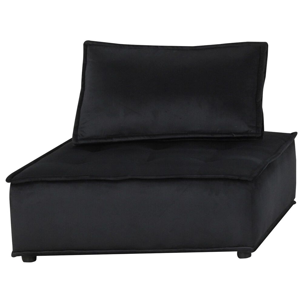 HOMLUX Anna 6-Piece Stationary Sectional Sofa in Black Velvet, , large