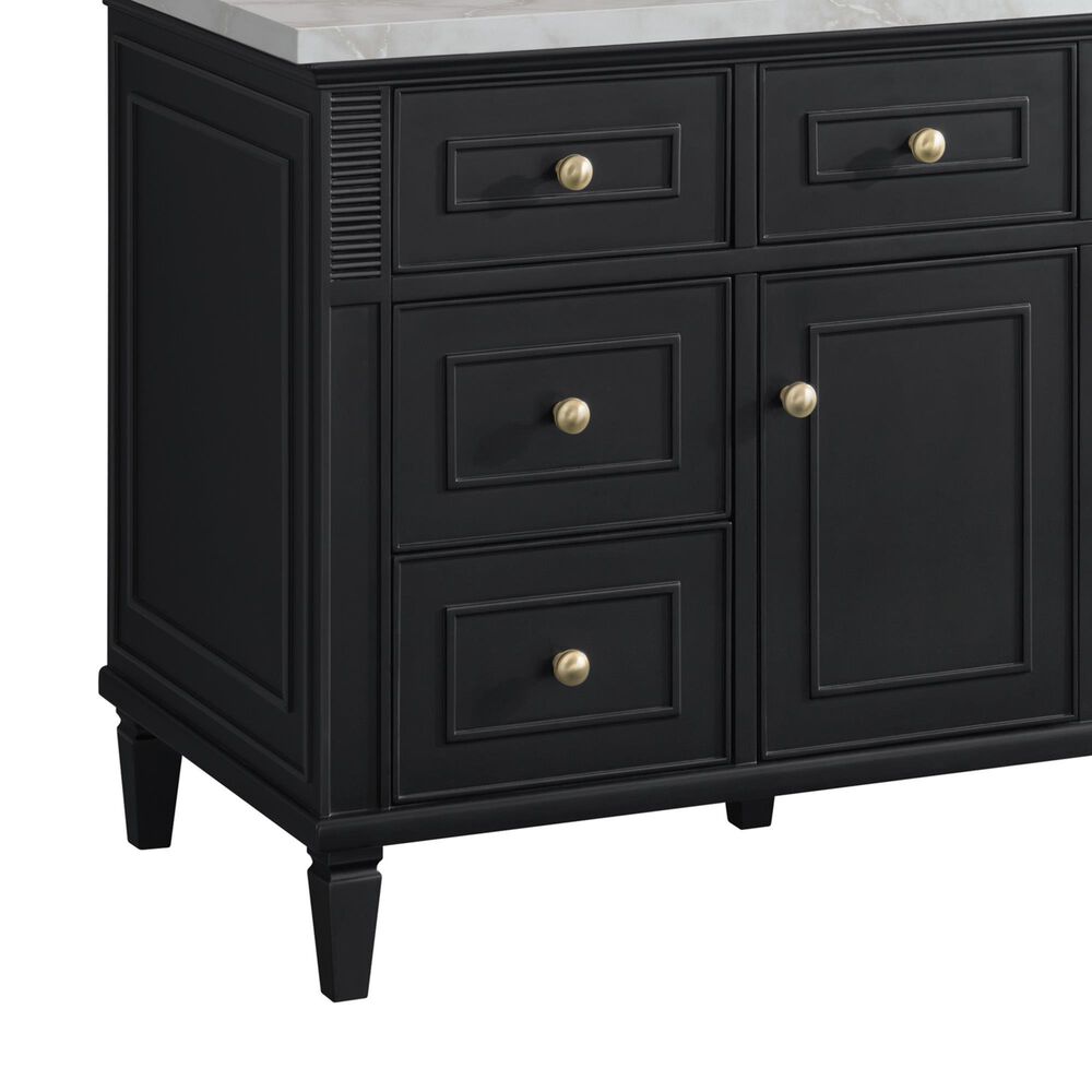 James Martin Vanities Lorelai 48" Single Bathroom Vanity in Black Onyx with 3 cm Eternal Jasmine Pearl Silestone Top, Rectangular Sink and FreePower Wireless Charger, , large