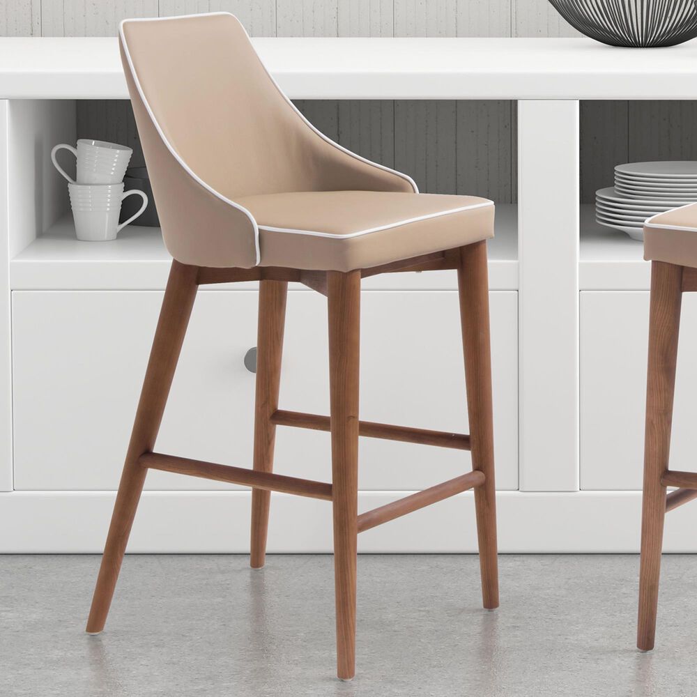Zuo Modern Moor Counter Stool in Beige and Brown, , large