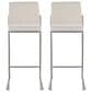 Lumisource Fuji High Back Barstool with Beige Fabric in Stainless Steel (Set of 2), , large