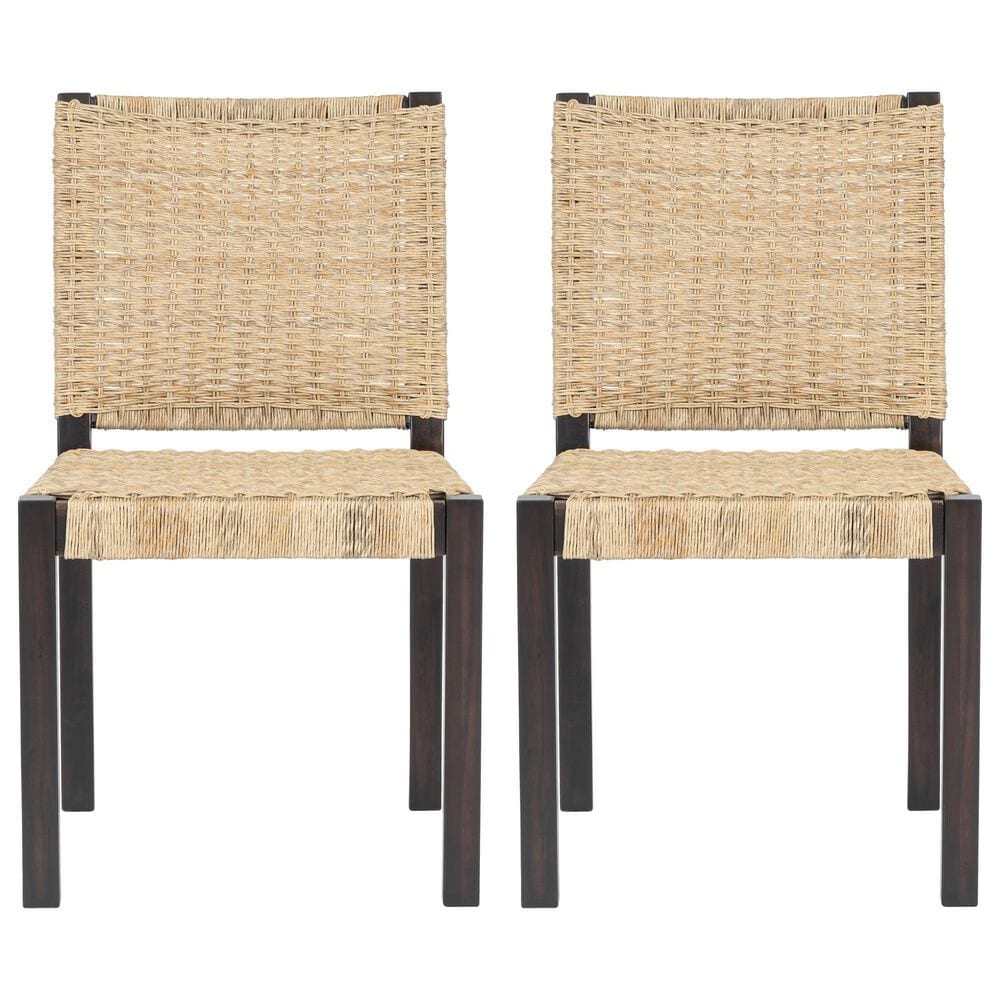 Hearth and Haven Indoor/Outdoor Side Chair with Rattan Backrest in Wanut (Set of 2), , large
