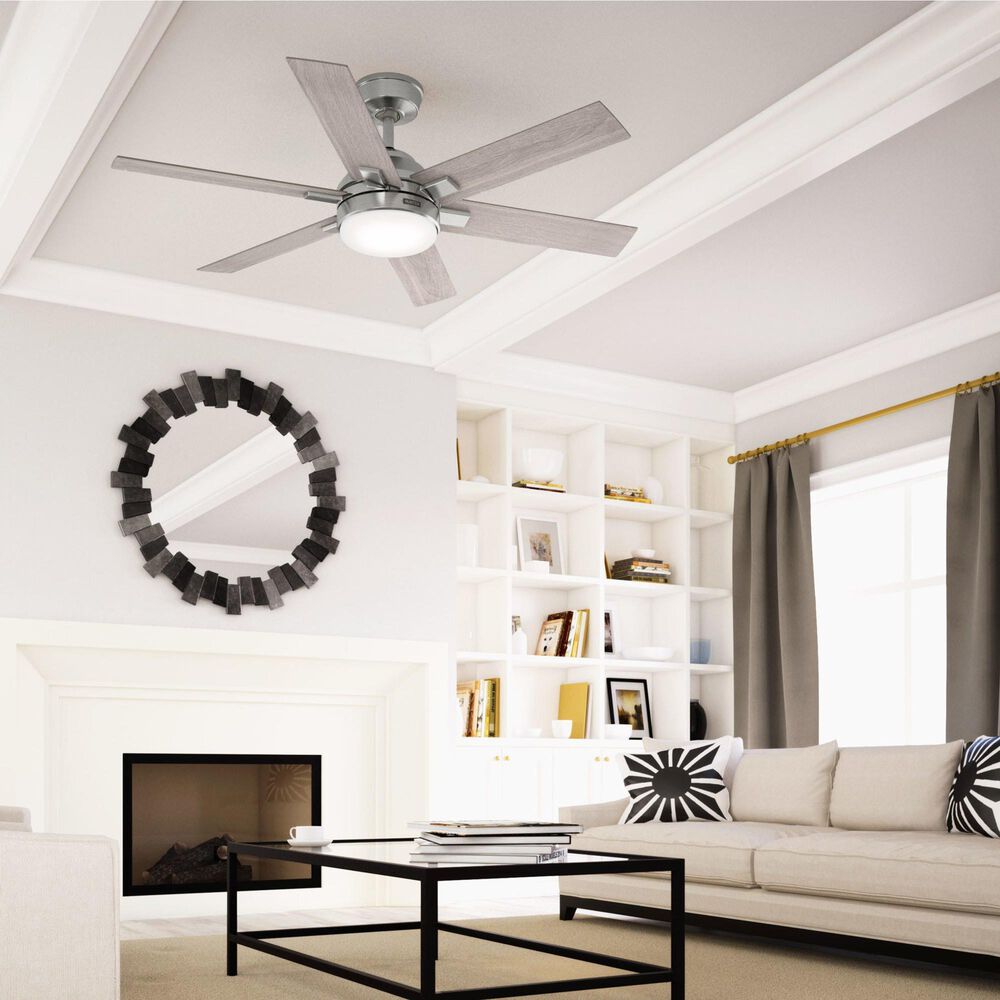 Hunter Georgetown 52&quot; Ceiling Fan with LED Light in Brushed Nickel, , large