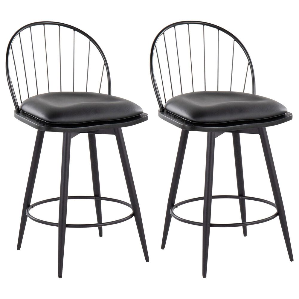 Lumisource Riley 26" Swivel Counter Stool in Black (Set of 2), , large