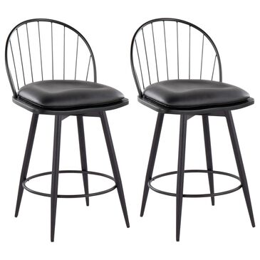Lumisource Riley 26" Swivel Counter Stool in Black (Set of 2), , large