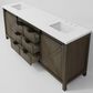 Lexora Home Marsyas 84" Double Bathroom Vanity in Rustic Brown with White Quartz Top and Rectangular Sinks, , large