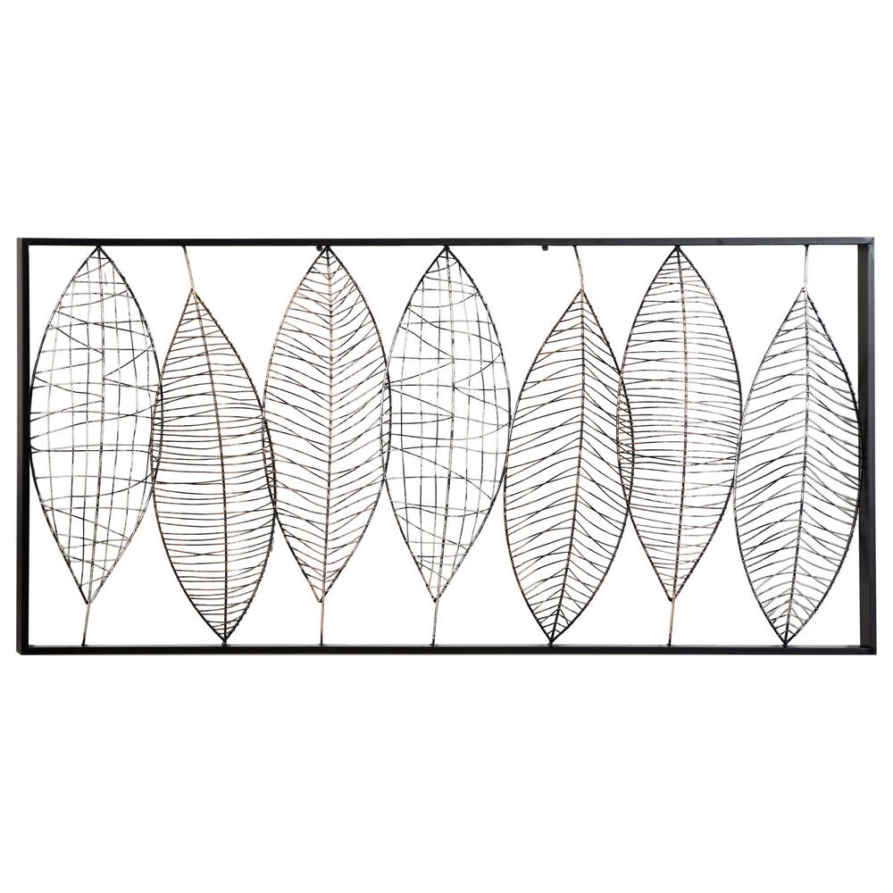 Maple and Jade Contemporary Leaf Metal Wall Decor in Black, , large