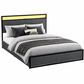 HOMLUX Queen 2-Drawer Storage Bed with LED Headboard and USB Ports in Gray, , large