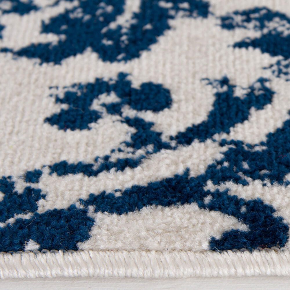 Central Oriental Terrace Tropic Sea Isle 7&#39;10&quot; x 9&#39;10&quot; Snow and Sapphire Area Rug, , large
