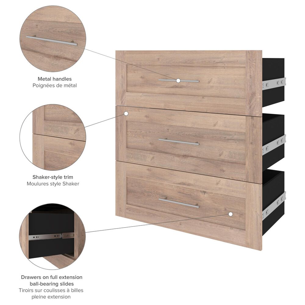 Bestar Pur Closet Organizer with 3-Drawer in Rustic Brown, , large