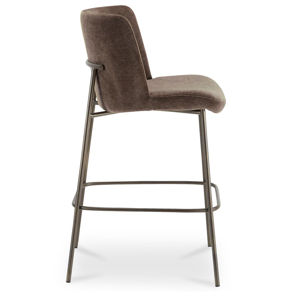 Moe's Home Collection Early Barstool with Dark Brown Upholstery in Blackened Bronze, , large