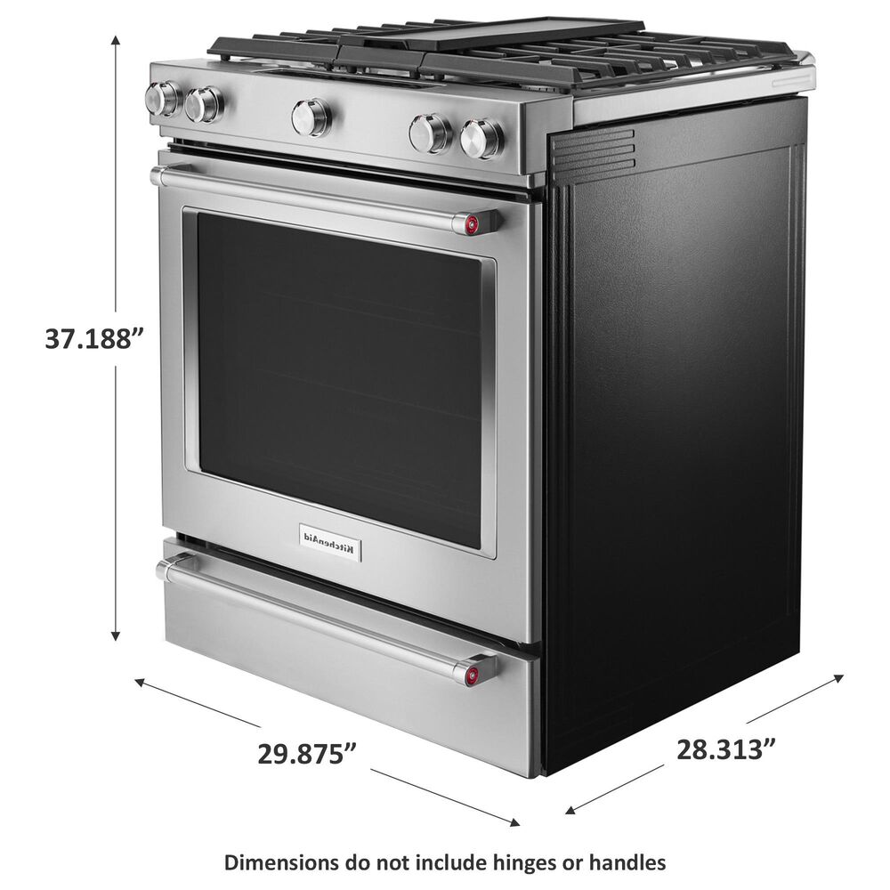 KitchenAid 30&quot; 5-Burner Dual Fuel Convection Slide-In Range with Baking Drawer in Stainless Steel, , large