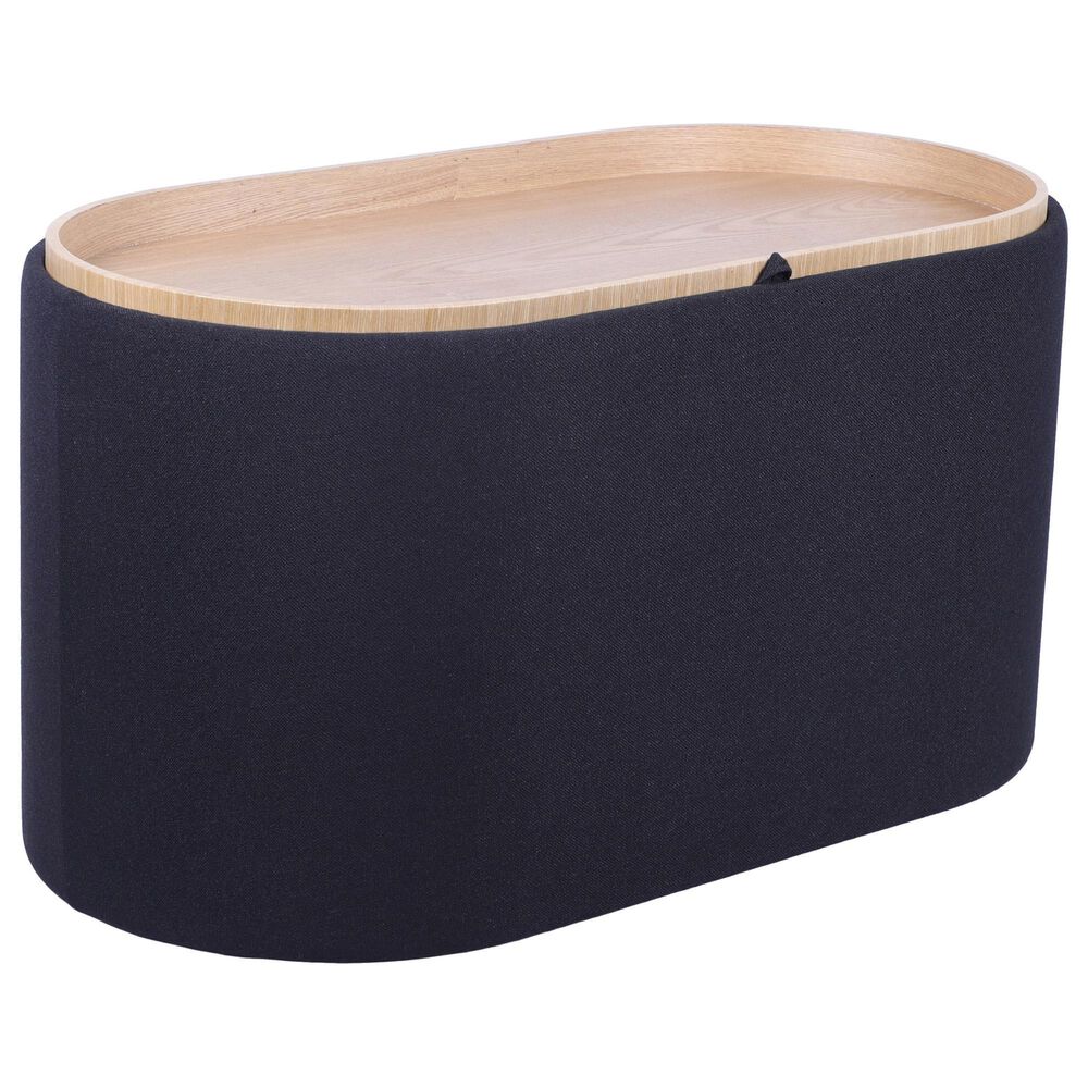 Rta Products Storage Ottoman with Reversible Tray Top in Black, , large