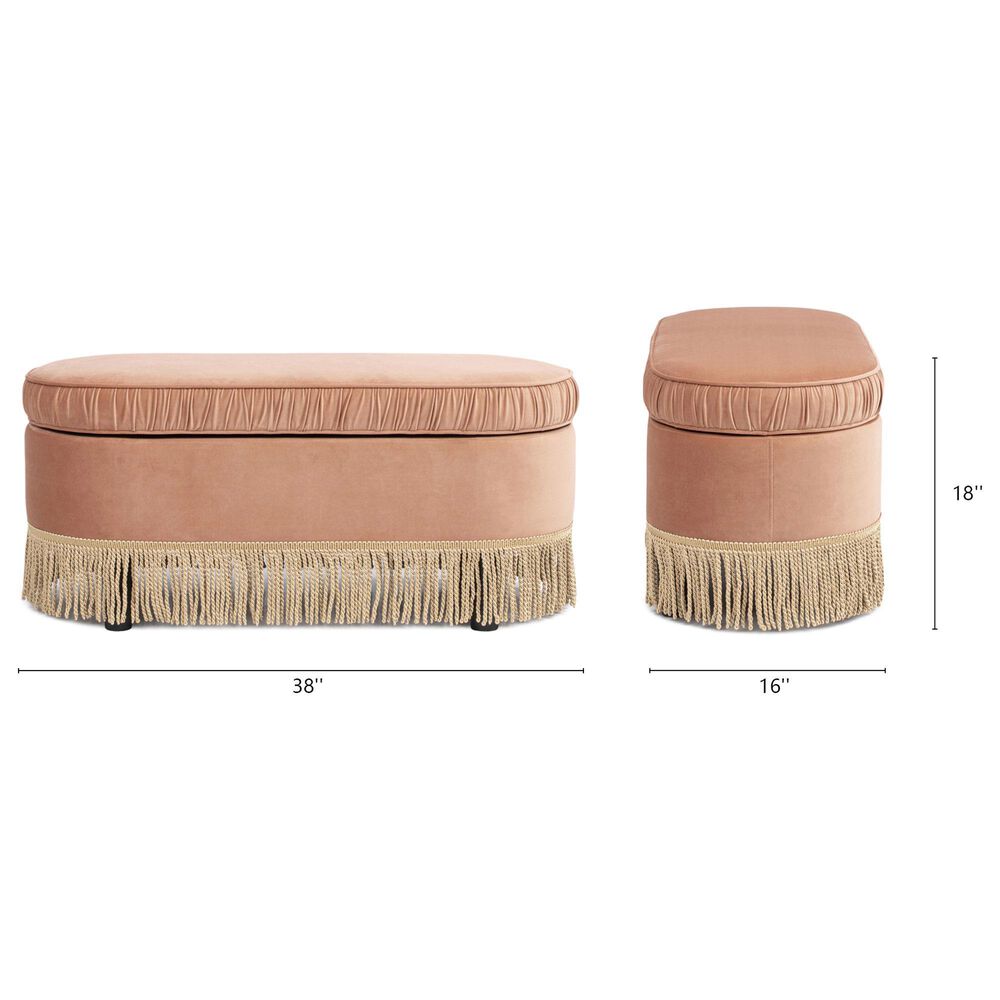 Jennifer Taylor Home Serena Storage Bench with Tufted Bullion Fringe in Peach Orange, , large