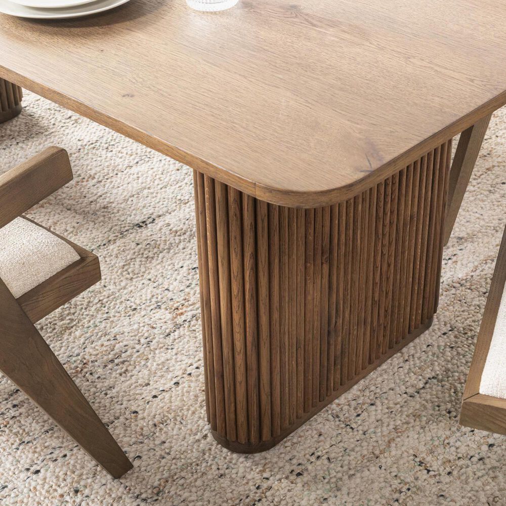 Classic Home Vander Rectangular Double Pedestal Dining Table in Tawny Brown - Table Only, , large