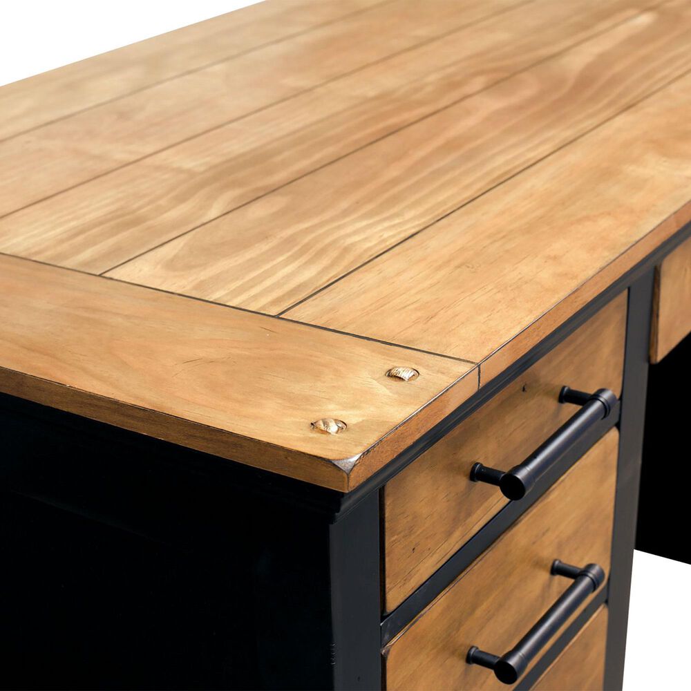 Wycliff Bay Toulouse Double Pedestal Desk in Aged Ebony and Honey, , large