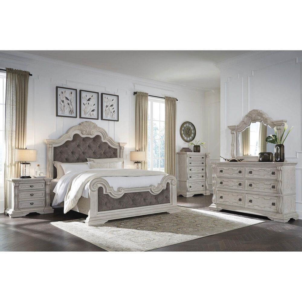 Millenium Bruchandi 4-Piece King Panel Bedroom Set in Antique White, , large