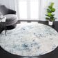Safavieh Aston 6"7" Round Ivory and Blue Area Rug, , large