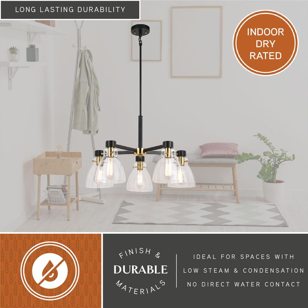 Vaxcel Elgin 5-Light Chandelier in Black and Gold, , large