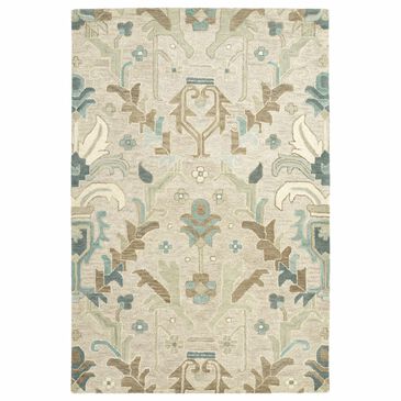 Kaleen Rugs Brooklyn 5" x 7"6" Oatmeal, Turquoise, Light Jade, Dark Jade, Taupe and Linen Area Rug, , large