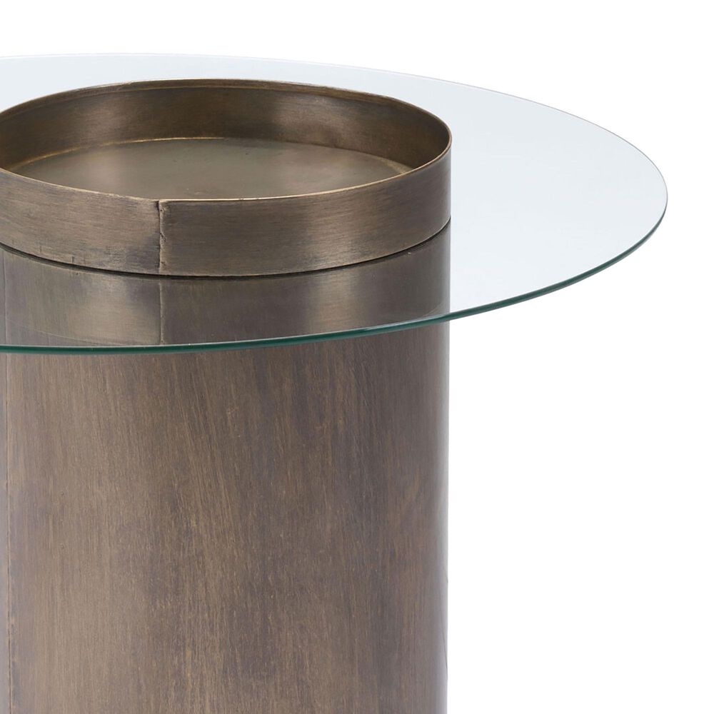 Zuo Modern Emi End Table in Antique Gold and Glass, , large