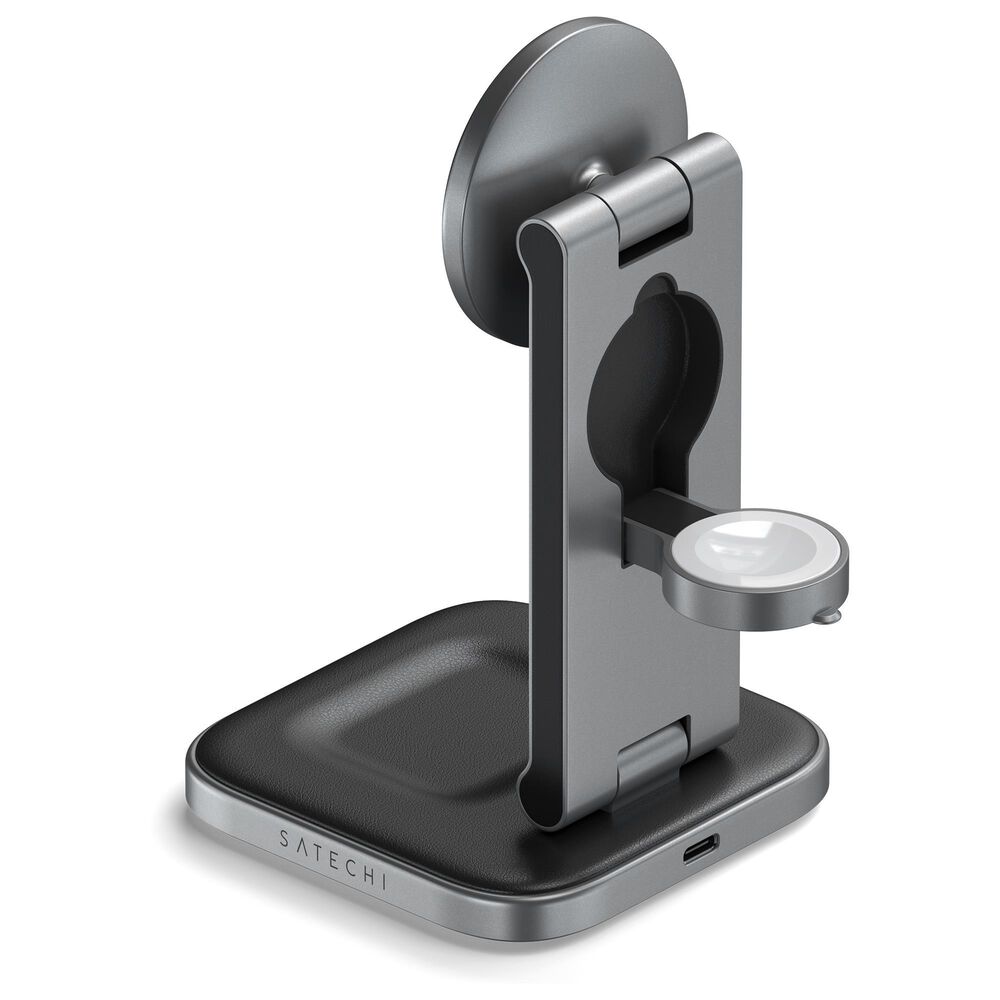 Satechi 3-in-1 Foldable Qi2 Wireless Charging Stand in Space Gray, , large
