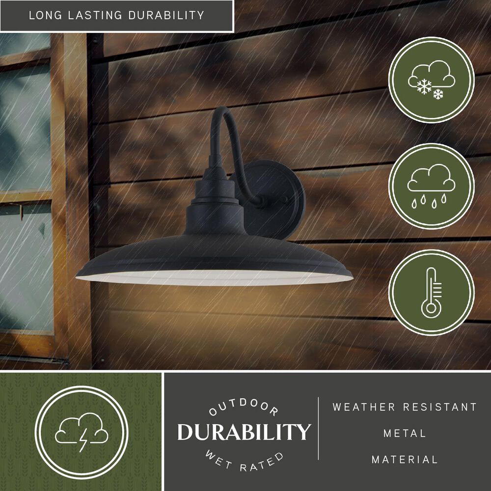 Vaxcel Tucson 13" 1-Light Outdoor Wall Sconce in Textured Black and Glossy White, , large