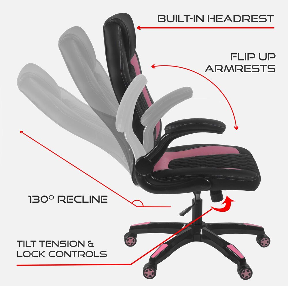 Regency Global Sourcing AON Archeus Ergonomic Gaming Chair in Black and Pink, , large