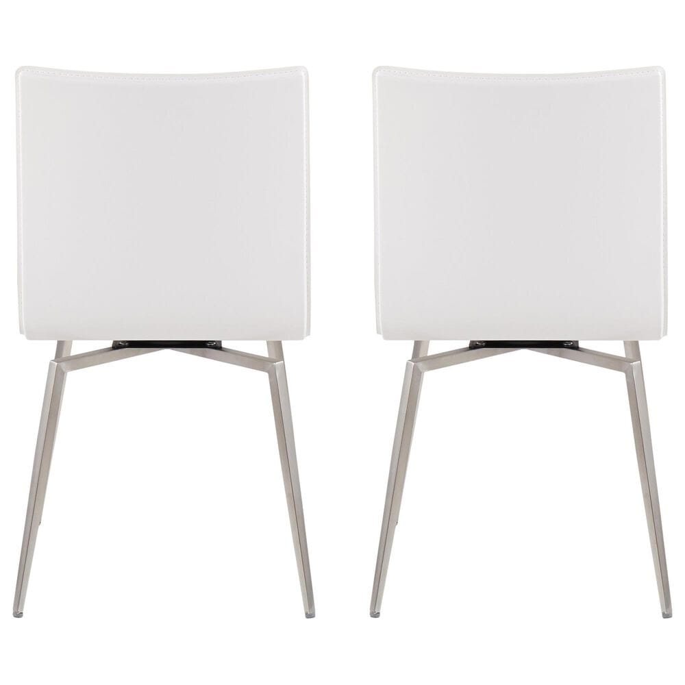 Lumisource Mason Swivel Side Chair with White Upholstered in Brushed Stainless Steel (Set of 2), , large