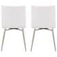 Lumisource Mason Swivel Side Chair with White Upholstered in Brushed Stainless Steel (Set of 2), , large
