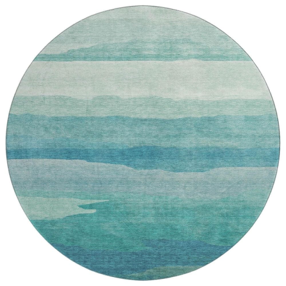 Dalyn Rug Company Pacifica PA9 8" Round Turquoise Area Rug, , large