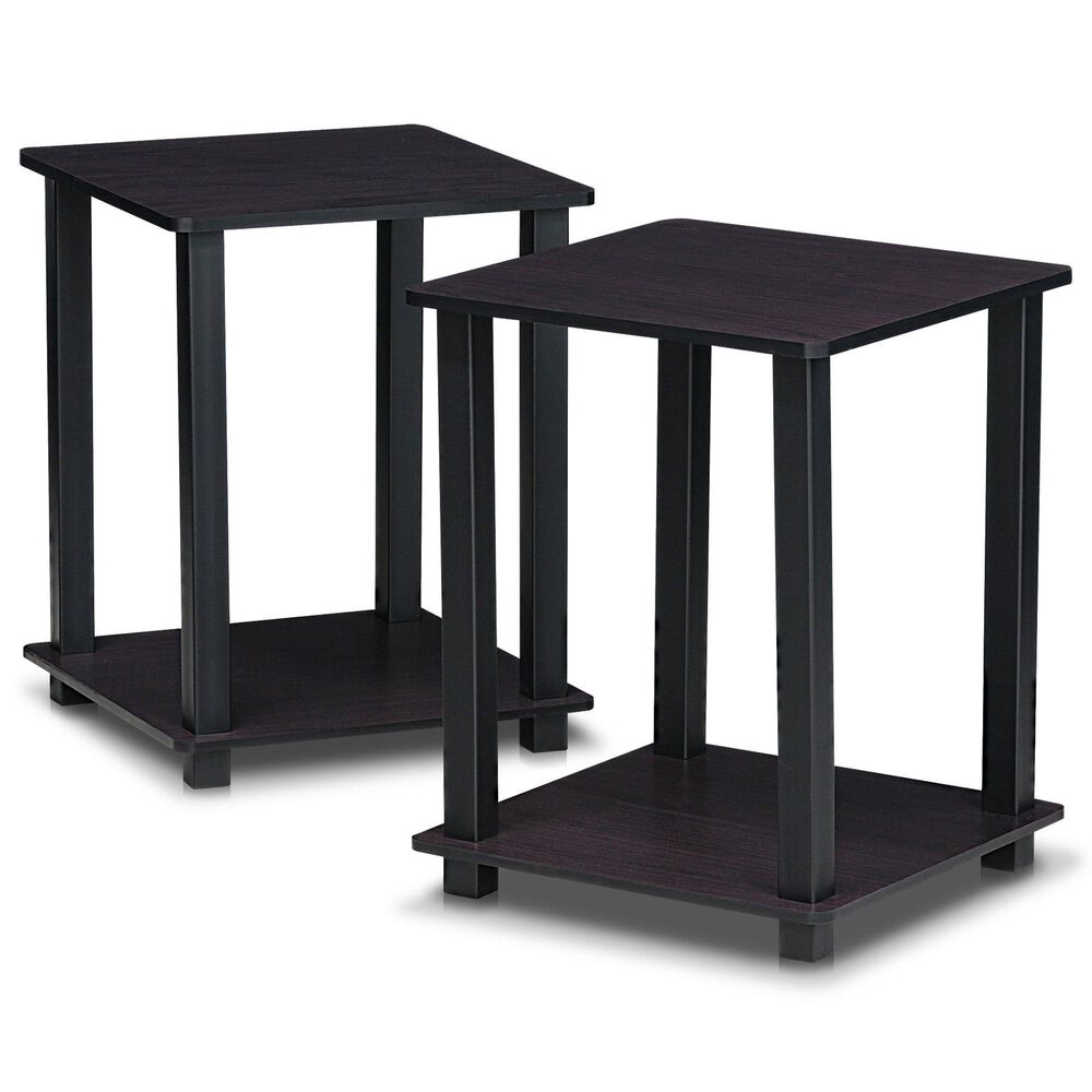 HOMLUX 2-Tier End Table in Dark Walnut (Set of 2), , large