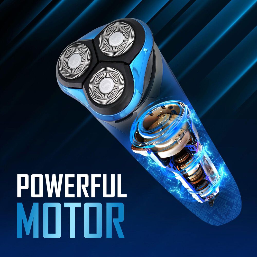 Barbosal Wet Rotary Shaver with LCD Display in Black and Blue, , large