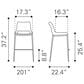 Zuo Modern Ace Counter Stool in Black and Silver (Set of 2), , large