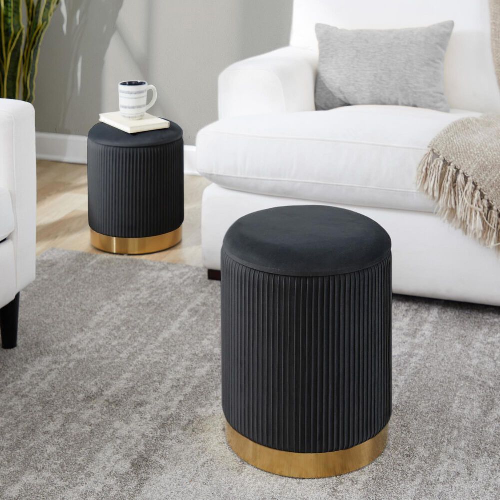 Lumisource Marla 2-Piece Nesting Ottoman Set in Black, , large
