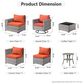 HOMLUX 9-Piece Wicker Sectional Patio Furniture Set in Orange Red, , large