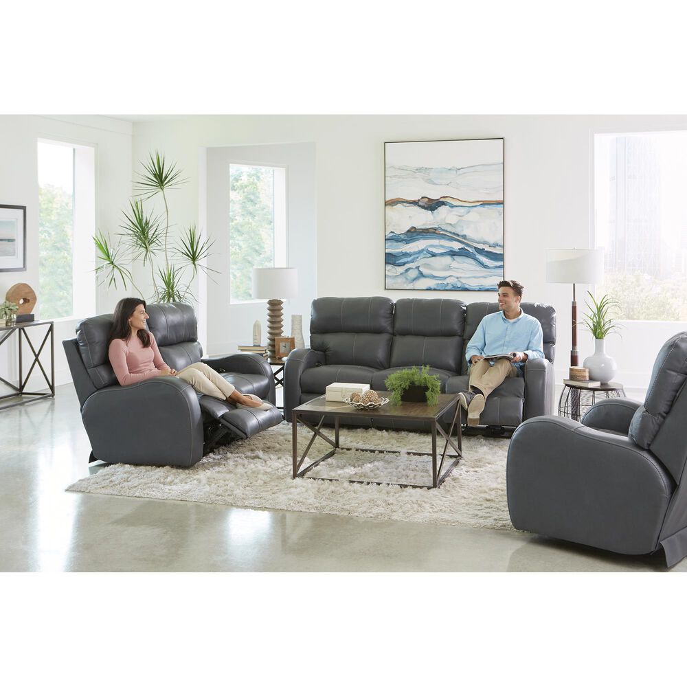 Catnapper Angelo Power Reclining Console Loveseat with Power Headrest in Gunmetal, , large