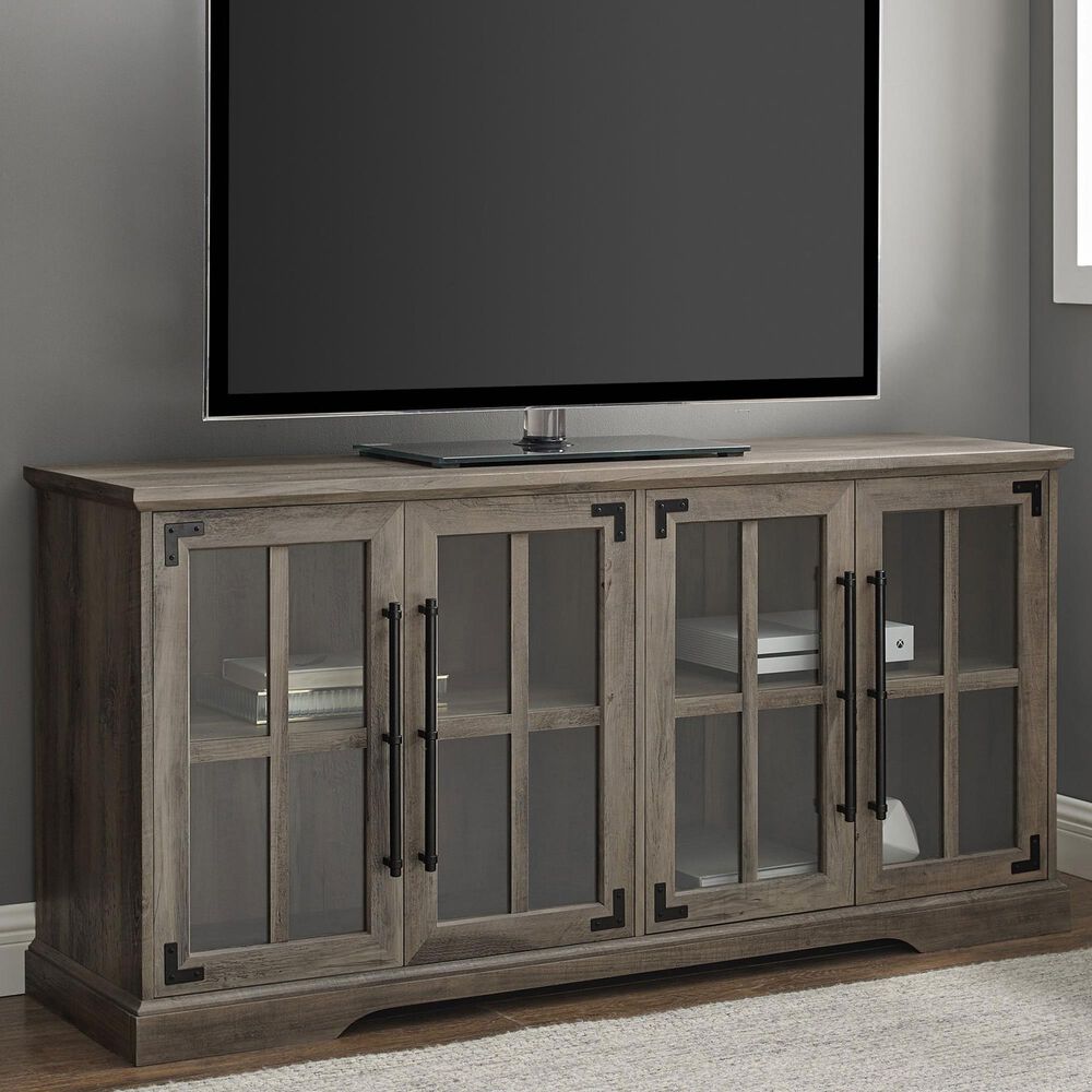Walker Edison Abigail 58&quot; TV Stand in Grey Wash, , large