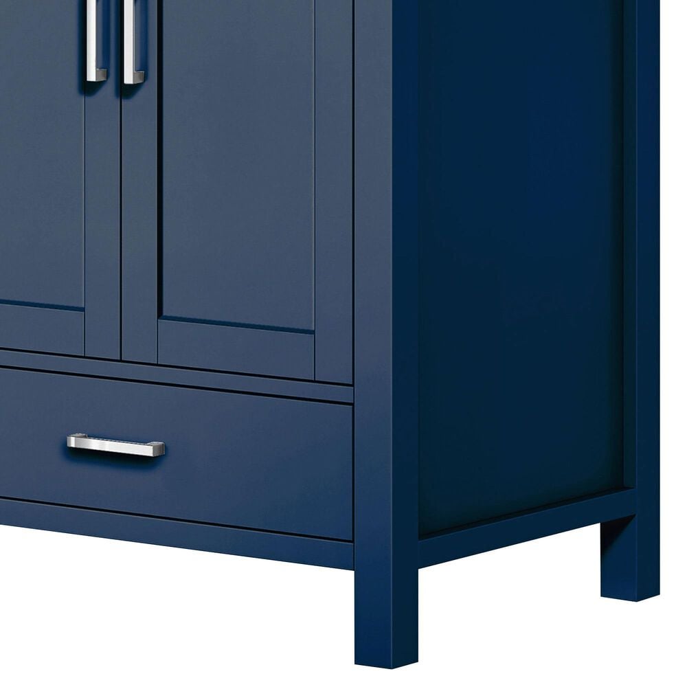 Lexora Home Jacques 30&quot; Single Bathroom Vanity in Navy Blue with 2 cm White Carrara Marble Top and Rectangular Sink, , large