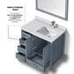 Lexora Home Jacques 36" Right Offset Single Bathroom Vanity in Dark Grey with 2 cm White Quartz Top and Rectangular Sink, , large