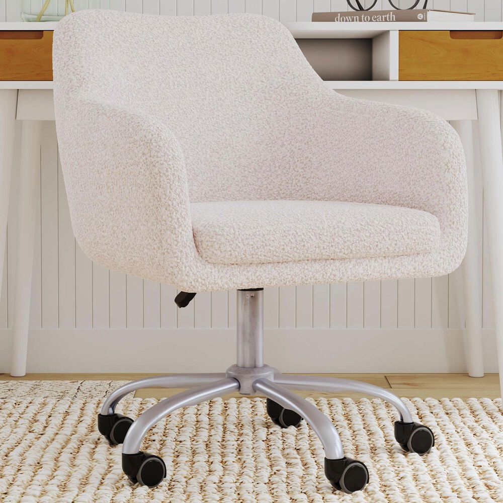 Linon Home Decor Rylen Office Chair with White Cushion in Silver, , large