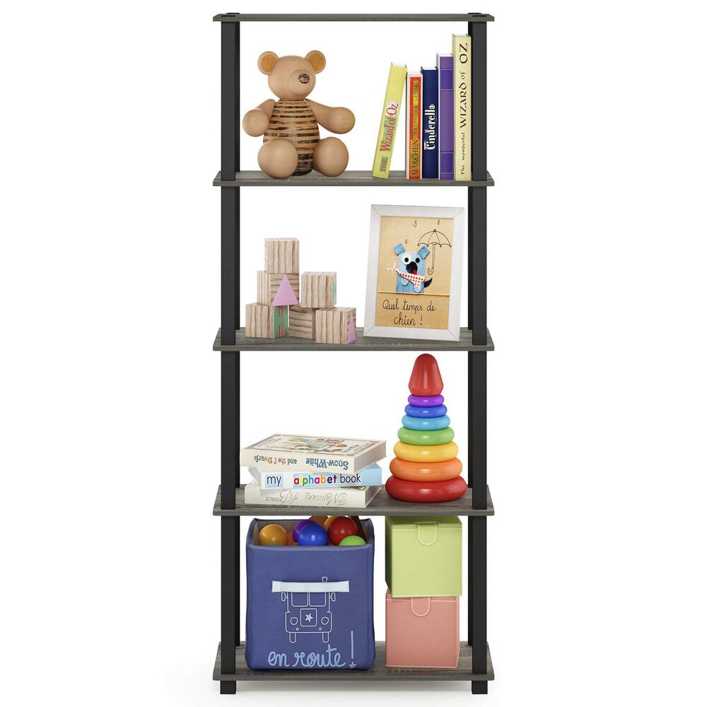 HOMLUX 5-Tier Display Rack in French Oak and Black, , large