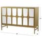 Maple and Jade 3-Door Room Cabinet with Mirrored Front in Gold, , large