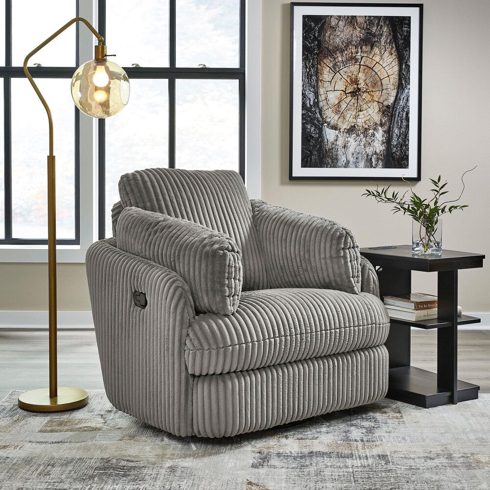 Ashley Tie-Breaker Manual Swivel Glider Recliner in Fog, , large