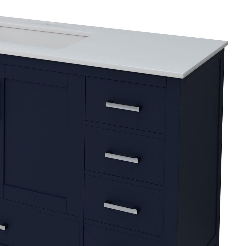 Lexora Home Jacques 84" Double Bathroom Vanity in Navy Blue with 2 cm White Quartz Top and Rectangular Sinks, , large