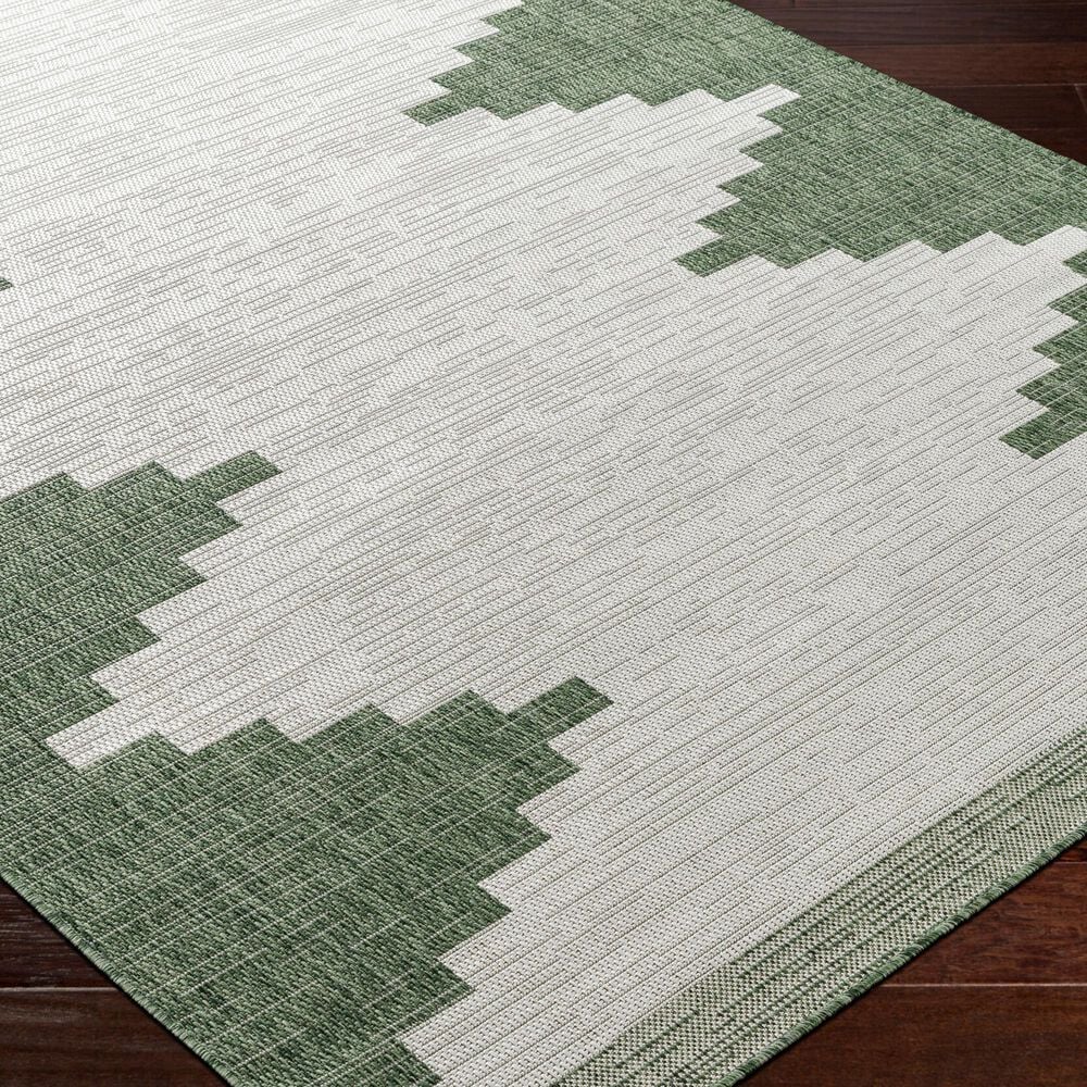 Surya Eagean EAG-2435 Grass Green, Ivory, Dark Green and Seafoam 5&#39;3&quot; x 7&#39;7&quot; Indoor/Outdoor Area Rug, , large