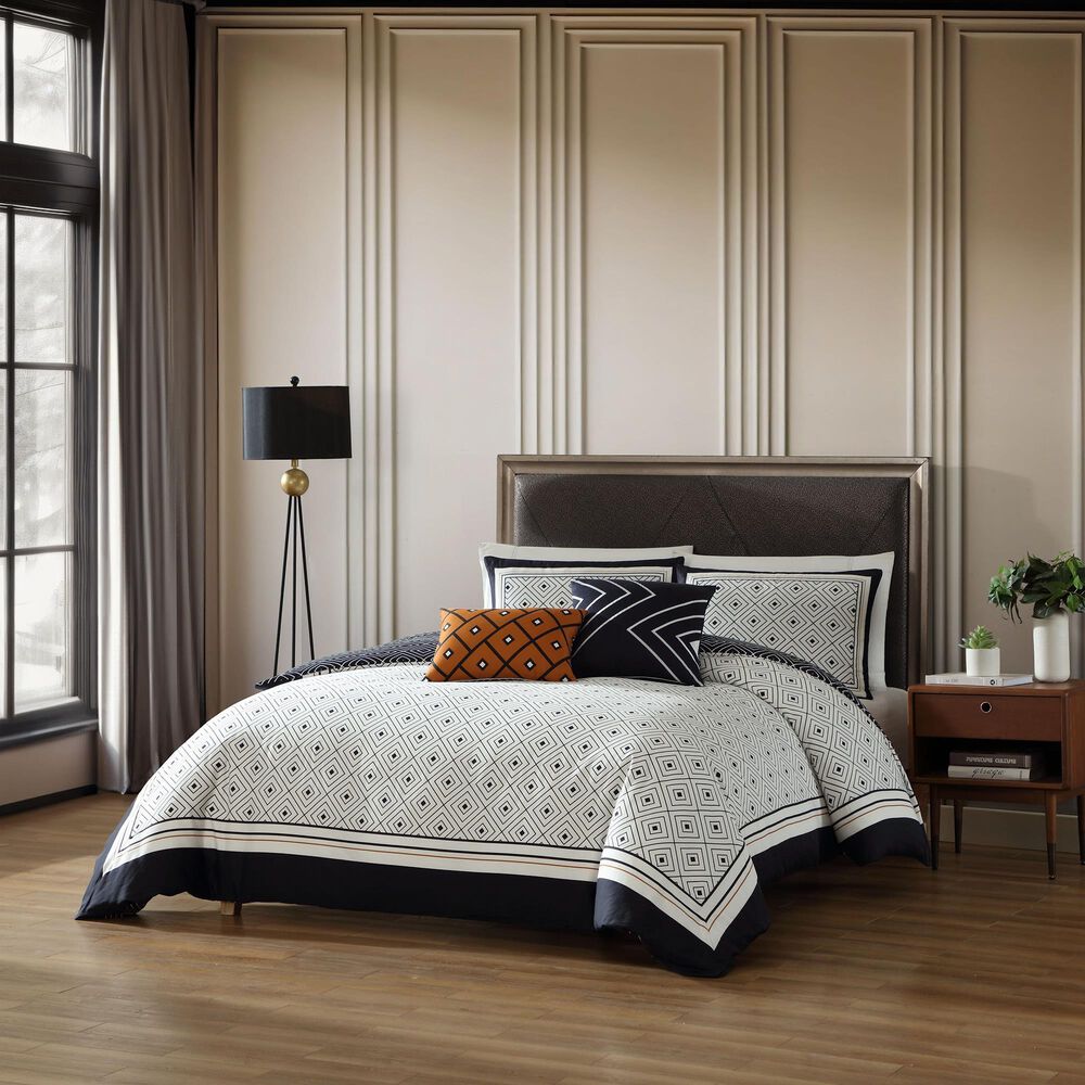 BEBEJAN Geometric 5-Piece King Comforter Set in Midnight Black and White, , large