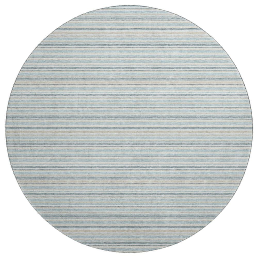 Dalyn Rug Company Soft Essentials Striped Sky 8" Round Indoor/Outdoor Area Rug, , large