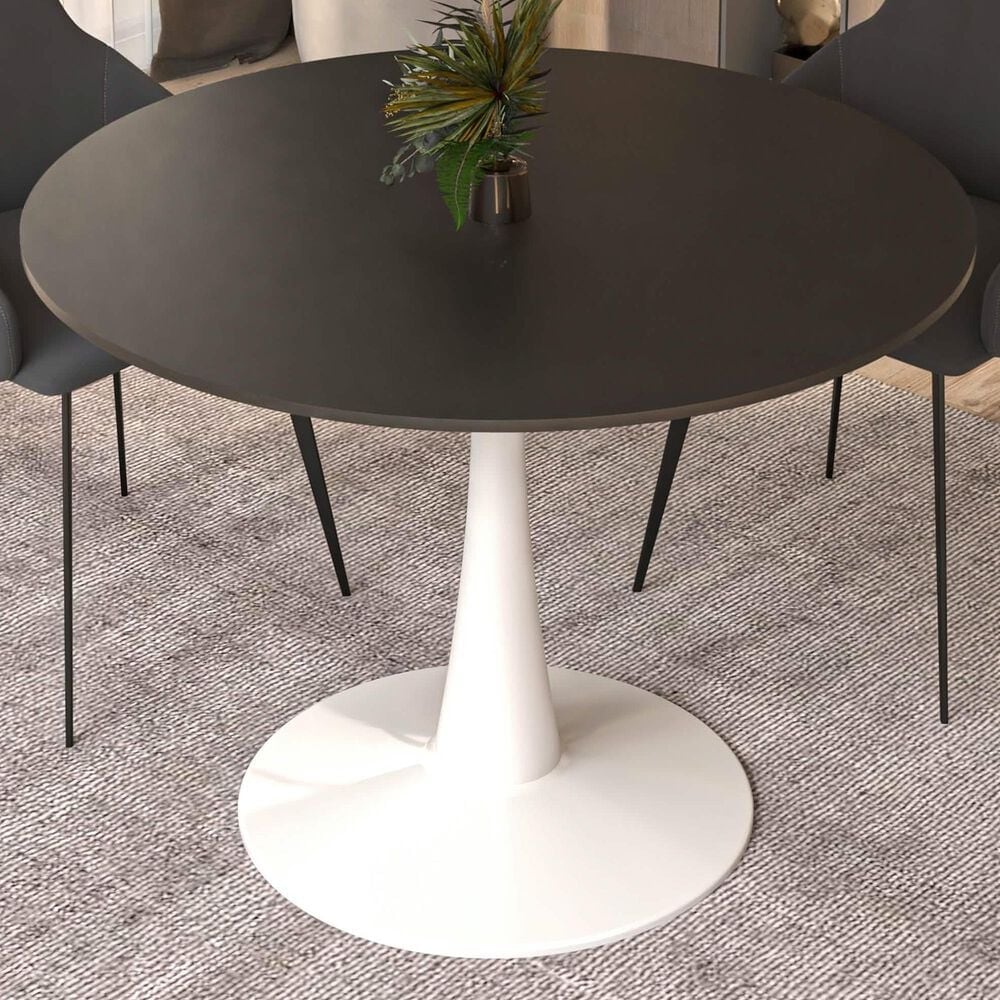Leisuremod Bristol 40&quot; Round Dining Table with MDF Top in White and Black - Table Only, , large