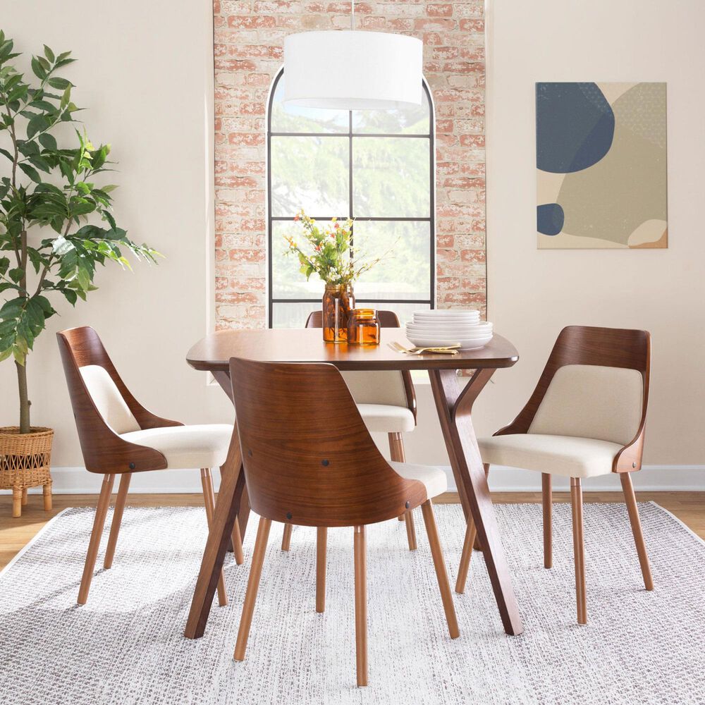 LumiSource Anabelle Side Chair with Cream Cushion in Walnut (Set of 2), , large